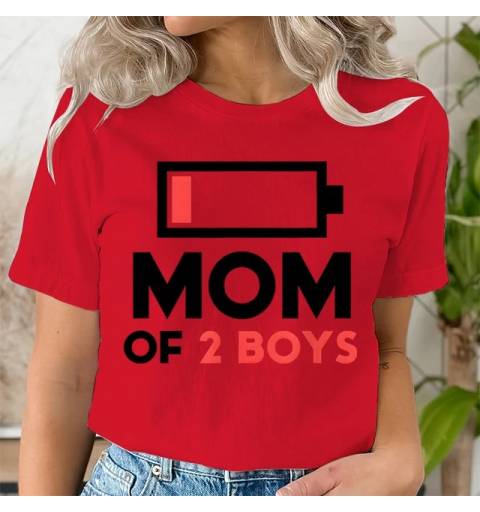 Mom Of 2 Kids - Piros Póló